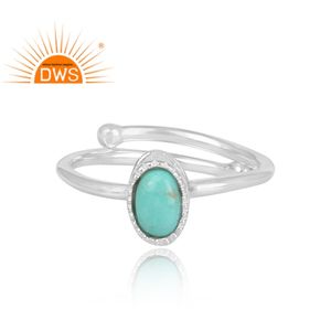 Vente chaude Fine Sterling Silver Natural Arizona Turquoise Gemstone Bague empilable Fabricant de bijoux personnalisés - Product Image 2