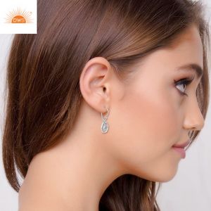 Meilleure vente de boucles d'oreilles en argent sterling avec topaze bleue naturelle et texture bambou fabricant de bijoux personnalisés - Product Image 4
