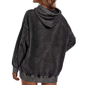 Sweat-shirts délavés à l'acide pour femmes, vente chaude, fabricants OEM personnalisés, vêtements décontractés légers, style populaire, sweat-shirts délavés à l'acide - Product Image 4