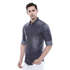 2024 personalizado mejor diseño peso ligero alta calidad precio barato Jeans Material Turn Down Collar hombres camisa de mezclilla - Product Image 4