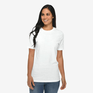 Camiseta Personalizable Ecológica y Transpirable para Mujer, de Algodón Jersey Azul, con Logotipo Bordado, Botones con Diamantes, Cuello Redondo - Product Image 1