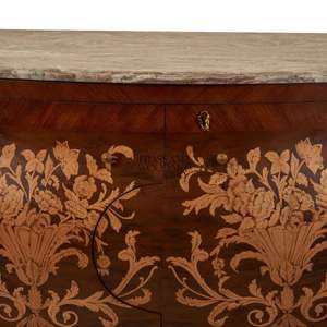 Consola Clásica de Madera con Incrustaciones, Tapa de Mármol y Motivos Florales, Elegante Consola de Almacenamiento de Lujo para Sala de Estar - Product Image 5