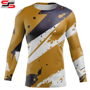 2025 <b>Men</b> Compression Shirt Long Sleeve <b>Swim</b> Shirt Sublimation Printed Quick Dry Rash Guard and fighting wear - Product Image 3