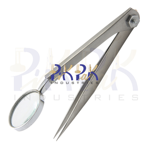 1-SA Loupe Pince à épiler réglable en acier inoxydable anti-magnétique Dia 30mm Puissance 3X Taille 5in Pince à épiler pour la fabrication de bijoux - Product Image 5