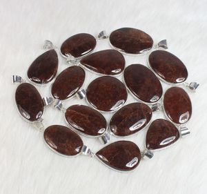 Pendentif pierre précieuse hessonite naturelle pendentif en argent plaqué lunette Collection pendentif collier en gros pour les femmes - Product Image 4