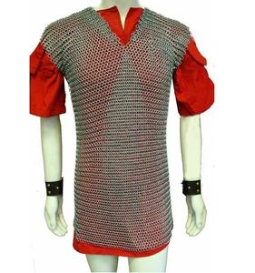 Camisa de malla Medieval de alta calidad, anillo a tope de aluminio, armadura sin mangas con cuello en V, recreación y Cosplay, precios al por mayor - Product Image 2