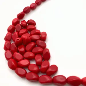 Premium venta al por mayor suministro a granel lápiz labial Vintage corte rojo ovalado cuentas de vidrio checo para la fabricación de joyas cuentas de vidrio de cristal de Murano - Product Image 3