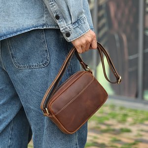 Sac messager pour hommes en cuir véritable LMB-0062 de style vintage de luxe avec bandoulière sac à main à la mode - Product Image 3