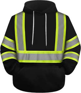 Sudaderas de Seguridad Reflectantes de Alta Calidad para Hombre, Sudadera de Alta Visibilidad para Hombre, Sudadera Negra con Franja Verde - Product Image 6