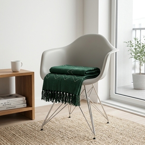 Manta Decorativa Ligera de Tela Suave Tejida en Zigzag, Color Verde Oliva, para Sofá, Cama, Hogar - Product Image 2