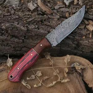 Couteau de chasse Skinner personnalisable en acier damas de qualité supérieure avec poignée en bois confortable supportée par l'OEM - Product Image 4