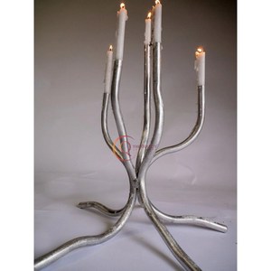 เชิงเทียนสำหรับโบสถ์ทรงสูง5แขนสีเงินแบบชนบท - Product Image 5