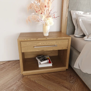 Table de chevet en bois de teck massif Cadre en bois de teck Couleur naturelle pour meubles de chambre à coucher ou de salon-Benji - Product Image 2