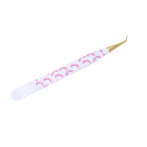 Pince à épiler d'extension de cils en acier inoxydable durable avec logo personnalisé papier enduit incurvé/volume russe/pointe pointue de cils à 45 degrés - Product Image 6