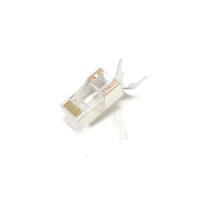 Konektor Ethernet RJ45 Pass Through Cat7 Cat8 Cat6a Silver dengan Kontak Tembaga, Housing PC, Perisai SFTP, IP67 50U
