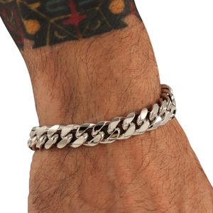 Bracelet chaîne cubaine simple en argent sterling plaqué or de haute qualité, fabrication personnalisée, bijoux tendance hip-hop pour hommes - Product Image 1