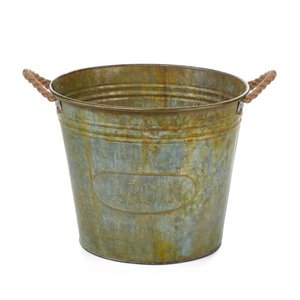 Juego de 3 macetas de estaño galvanizadas con mango de cuerda, para decoración interior y exterior del hogar, 15,5 pulgadas - Product Image 2