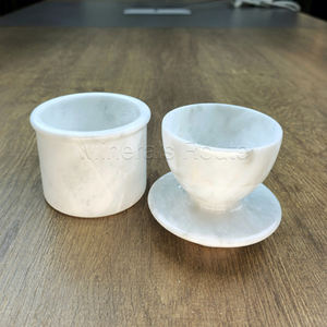 Proveedor directo de fábrica, juego de tazas de afeitar de mármol de ónix Premium, ligero, natural, duradero, estampado personalizado, diseño clásico pulido - Product Image 4