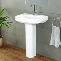 Lavabo moderne en céramique pour salle de bain d'appartement d'hôtel avec égouttoir Colonne d'installation Lavabo pour villas et toilettes