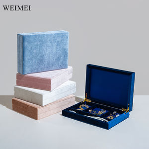 WEIMEI mode bleu flanelle velours bijou organisateur emballage montre boucle d'oreille collier anneau boîte à bijoux - Product Image 6