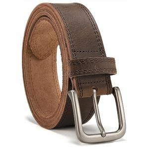 Trendy Leather <b>Belts</b> Men Custom Logo Solid Color High Quality Cow Hide Alloy Buckle Low MOQ Premium Formal Custom Brand Durable - Product Image 4