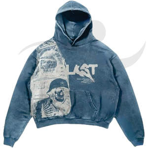 เสื้อมีฮู้ดแบบรูดซิปของผู้ชายผ้าคอตตอนมัดย้อมแนวสตรีทเสื้อฮู้ดตัวใหญ่สำหรับผู้ชาย100% ผ้าฝ้ายผสม - Product Image 6