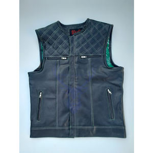 Chaleco de cuero de moto de invierno transpirable reversible sin mangas para hombres con botón - Product Image 4