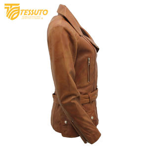 Chaqueta de cuero auténtico para mujer 100%, nueva chaqueta de cuero genuino de motorista informal y elegante en embalaje Premium - Product Image 2