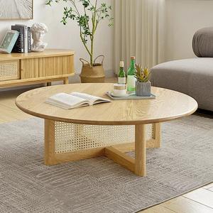 Modern Style Round <b>Pine</b> Wood Coffee Table Solid Wood Living Room Apartment Furniture for Home Use - Product Image 2
