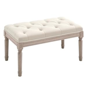 DISHI Contemporary Fabric End of Bed <strong>Bench</strong> <strong>Window</strong> Seat Tufted <strong>Bench</strong> for Bedroom Hallway Living Room Cream White - Product Image 1