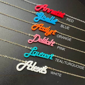 Collana personalizzata con nome personalizzato in acrilico retrò divertente <span class=keywords><strong>targhetta</strong></span> per bambini per regali fatti a mano la sua amica sorella - Product Image 5