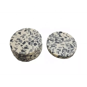Fournisseur indien maison Design fantaisie Terrazzo rond tasse à thé tapis tapis meilleure vente prix vaisselle domestique verre sous-verre - Product Image 3