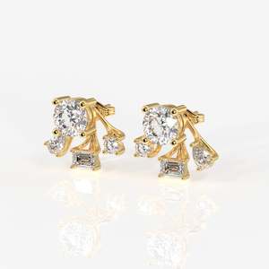 Radiant Star 14k Gold <b>Stud</b> Earrings Moissanite Product Category - Product Image 3