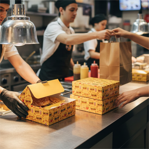 Contenedor de comida rápida personalizado Shawarma <span class=keywords><strong>Doner</strong></span> <span class=keywords><strong>Kebab</strong></span> Wrap Compartimento Caja para compartir Caja Set Caja de salsa picante Comida para llevar - Product Image 3