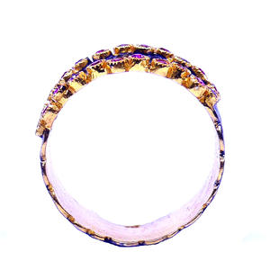 Anillo chapado en oro de estilo clásico para mujer de Plata de Ley 925, banda de granate rodolita, textura de óxido, anillo de banda de piedras preciosas de moda - Product Image 3