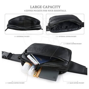 Sac de taille en cuir de marque privée robuste sac de taille en cuir de couleur noire en stock sac de taille en cuir - Product Image 3