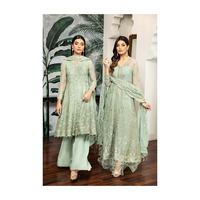 Ensemble 3 Pièces Élégant Salwar Kameez pour Fête, Vêtements Indiens et Pakistanais pour Femmes, Soie Viscose Coton Infroissable Séchage Rapide