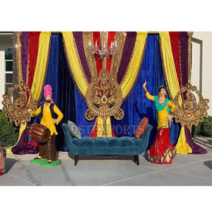 Punjabi boda Mehndi escenario Jhumka paneles nuevos paneles dorados Jhumka para Mehndi función diseñador Jhumka paneles para decoración Mehndi - Product Image 1