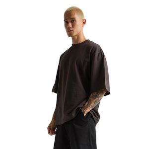 Camiseta cuadrada de algodón 100% para hombre, ropa de calle recortada de gran tamaño de 40g, tela de 220g, estampado de transferencia por sublimación de estilo tejido con patrón sólido - Product Image 3