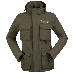 Custom Logo Winter Vintage Cargo Tactical <b>Detachable</b> Hooded Waterproof Jacket for men Long Print Hiking Fishing Hunting - Product Image 5