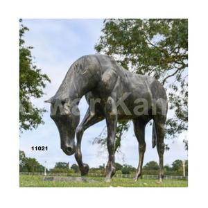 Sculpture de cheval en aluminium argenté robuste de haute qualité avec Sculpture de jardin décorative finie en or brossé pour décor de parc - Product Image 6