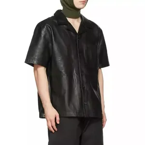 Mới Nhất Thiết Kế Phong Cách Mới Trên Áo Sơ Mi Da Tùy Chỉnh Cao Cấp Chất Lượng Người Đàn Ông Da Chính Hãng Cho Người Đàn Ông Da Áo Sơ Mi - Product Image 4