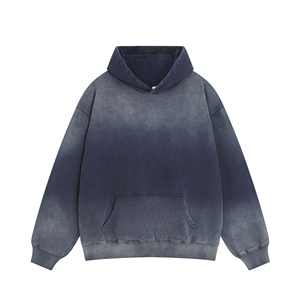 Sudadera con capucha para hombre con logotipo personalizado 100% algodón French Terry Acid Wash invierno impermeable impreso digital - Product Image 3