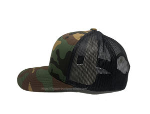 Casquette camionneur en maille structurée camouflage avec logo personnalisable, streetwear jeune et dynamique pour adultes, fabriquée au Vietnam, usine - Product Image 3