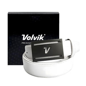 Cinturón de golf de cuero genuino para hombre [Volvik] con hebilla mate con logotipo V (blanco) Cinturón de golf de cuero genuino para hombre con logotipo V mate - Product Image 2
