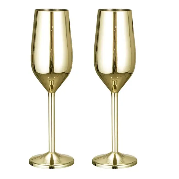 Classic Gold Color Stainless Steel Fashion Set of 2 Metal Wine Glasses Whiskey Glasses Wine Glasses Stainless Steel Glass Shot