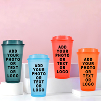 Gobelet à eau en plastique à fond rond personnalisé de 16 oz, sans BPA, réutilisable, avec couvercle, pour café glacé, vente en gros d'usine