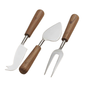 Cuchillo de queso de acero inoxidable Mango de madera Cuchillo de cocina dentado más afilado para picar queso hecho de metal - Product Image 1