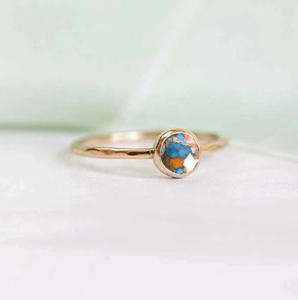 Trendy Shiny 18k Gold Plated <b>Turquoise</b> Brass <b>Ring</b> for Women Engagement <b>Ring</b> Vintage Ethnic Tribal Dainty Wholesale <b>Ring</b> - Product Image 4