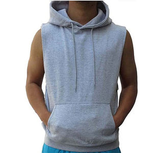 2023 Hot Sale <b>Men's</b> Autumn <b>Sleeveless</b> <b>Hoodie</b> 100% Cotton Fitness Sports Plain Color - Product Image 1